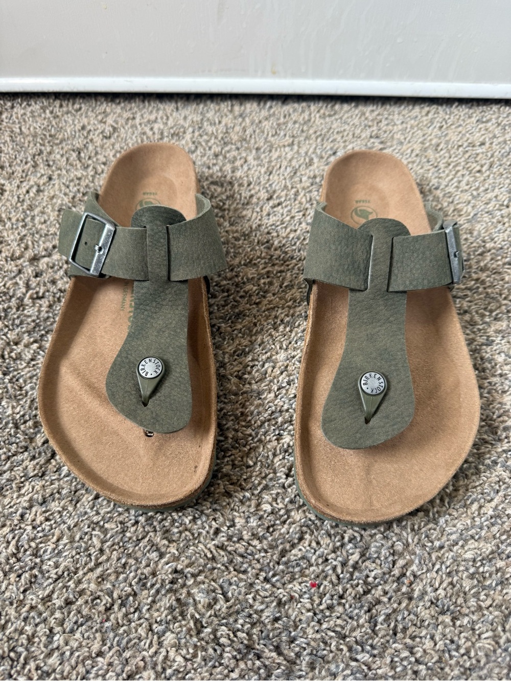 Birkenstock size 41  women’s Olive Green Toe-Post Suede Sandals